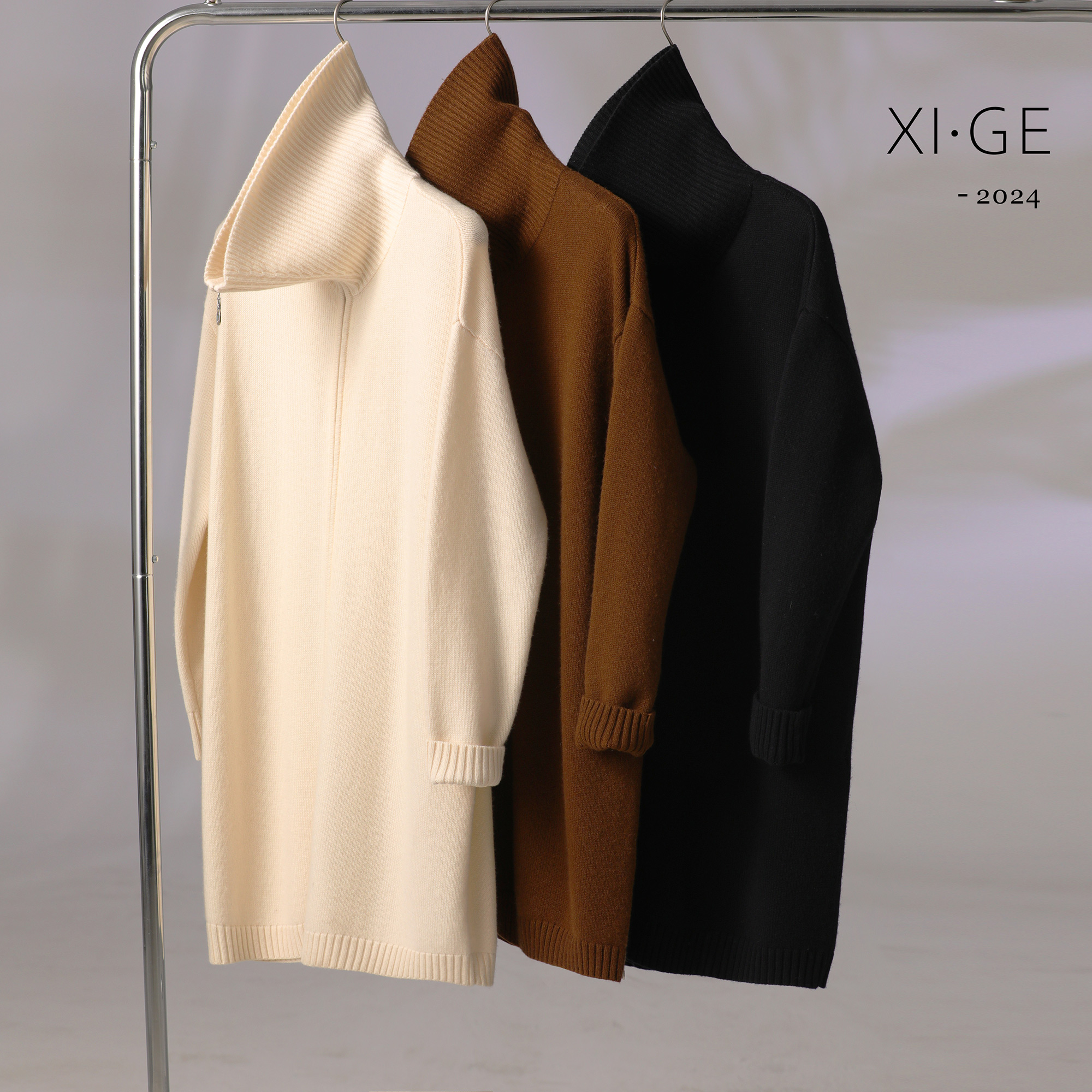 【大师】喜歌羊绒 100山羊绒材质 女士纯山羊绒双拉链外套 6940