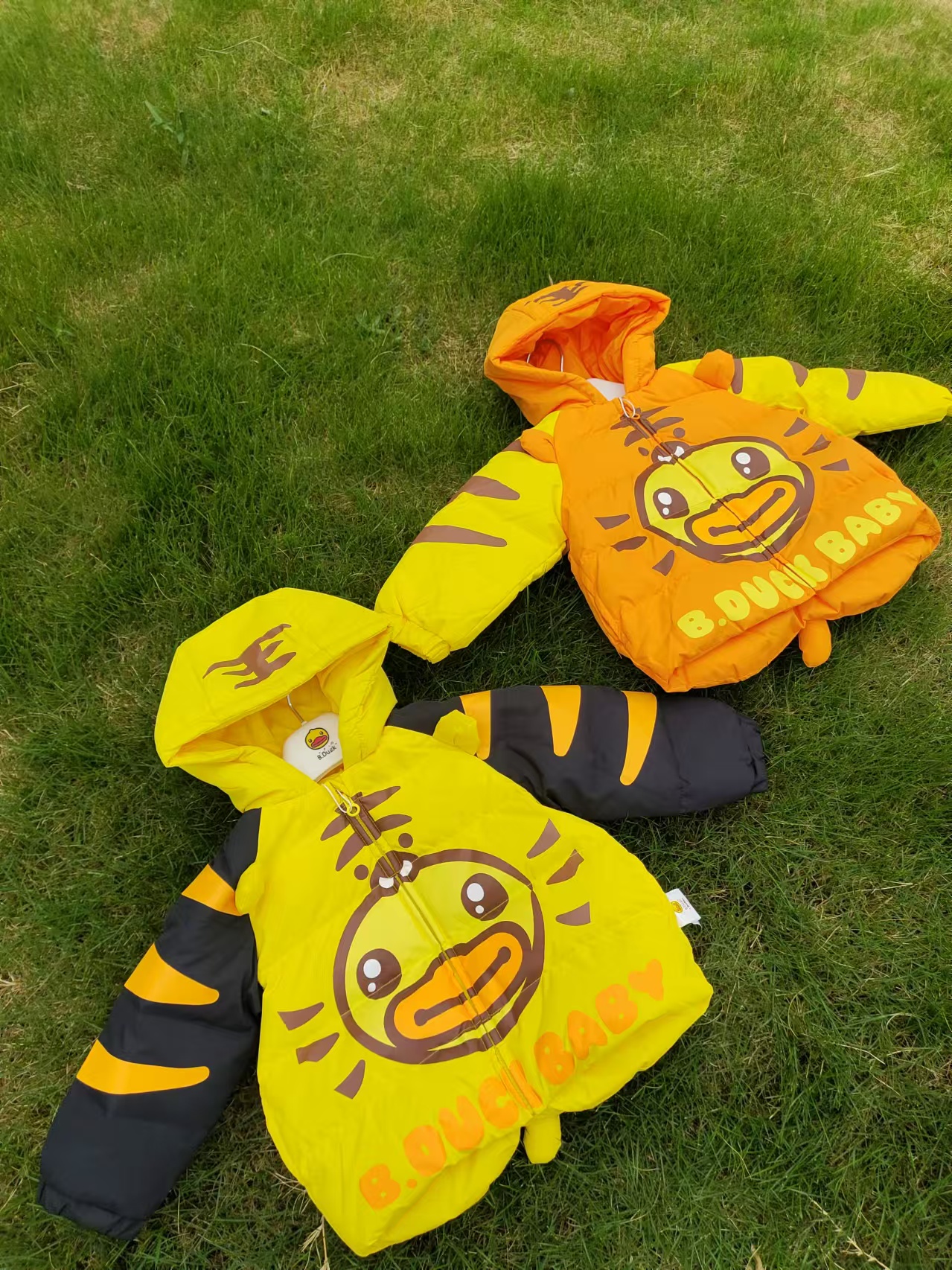 b.duck小黄鸭儿童羽绒服冬季外套萌趣可爱立体老虎连帽保暖男女童