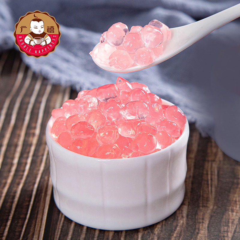 广禧水蜜桃寒天晶球500g 免煮晶球脆啵啵商用水果捞珍珠奶茶配料