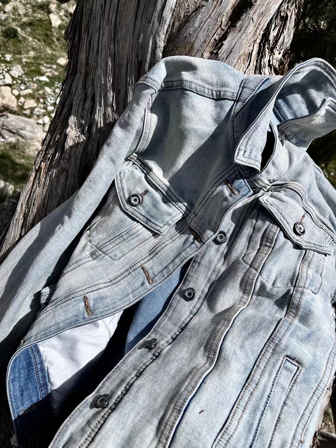 欧美烫钻高复古蓝牛仔外套