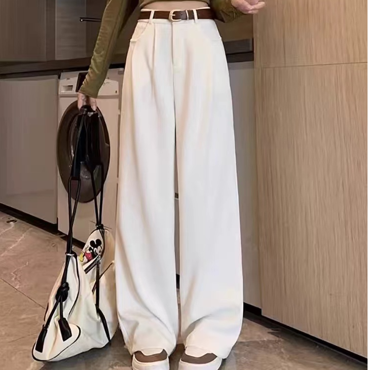 【不加绒】高个子复古纯色高腰直筒阔腿休闲裤女秋宽松拖地裤9190