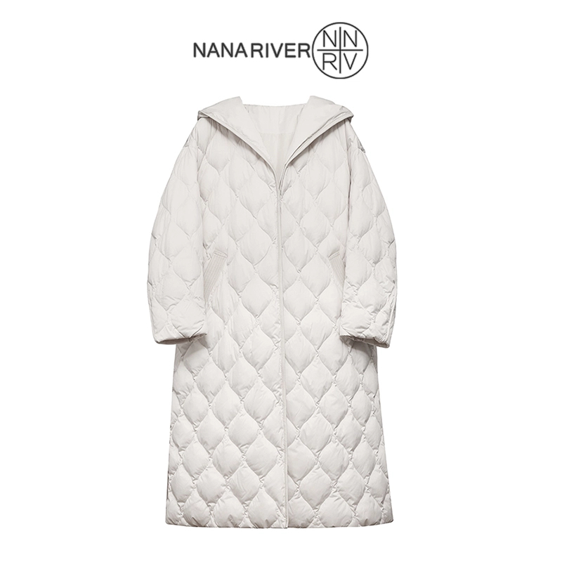 【暖暖冬日】菱格中长款鹅绒服外套冬装90羽绒服过膝纯色保暖