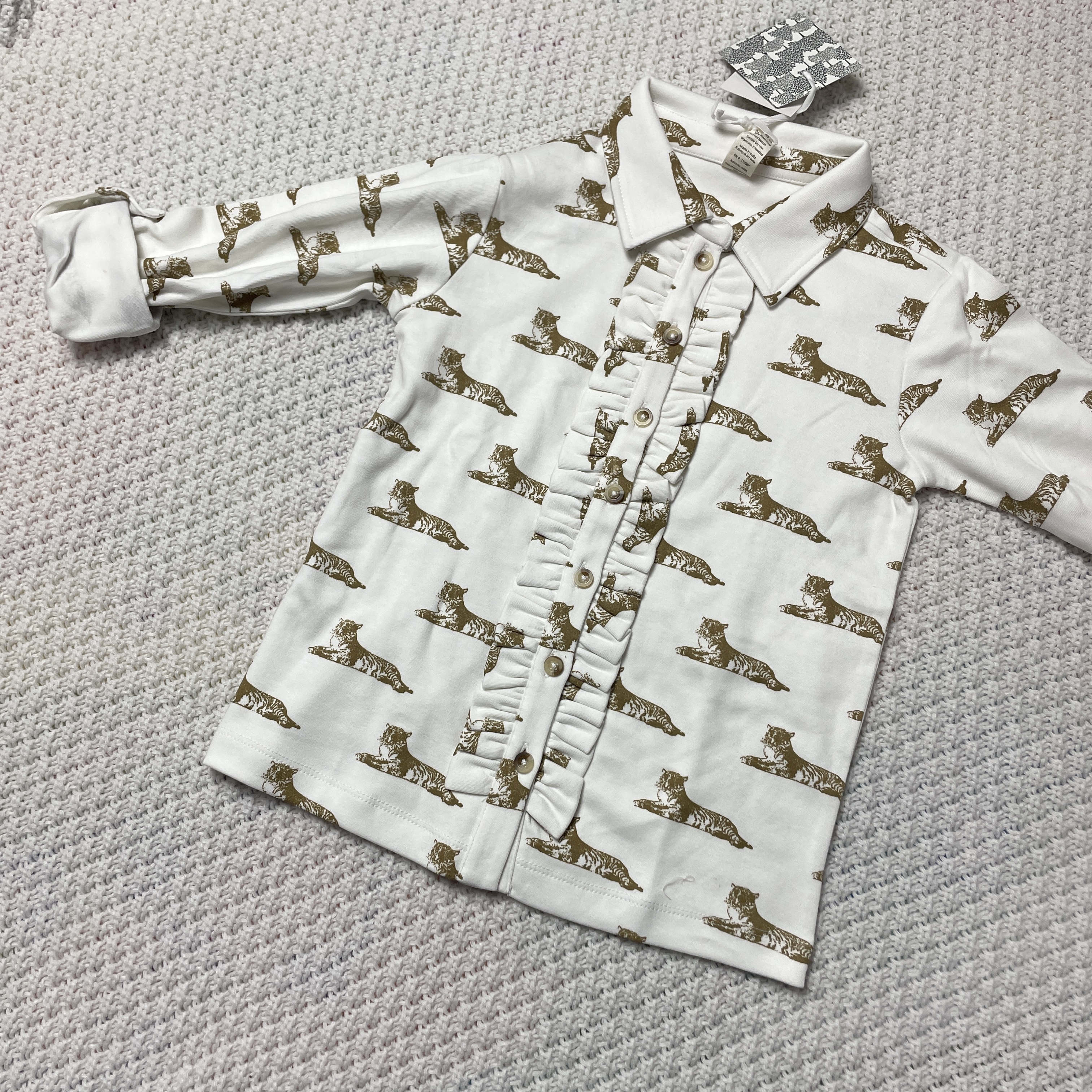 6岁男童长袖衬衣polo衫进口美国kate quinn100%竹棉白色休闲