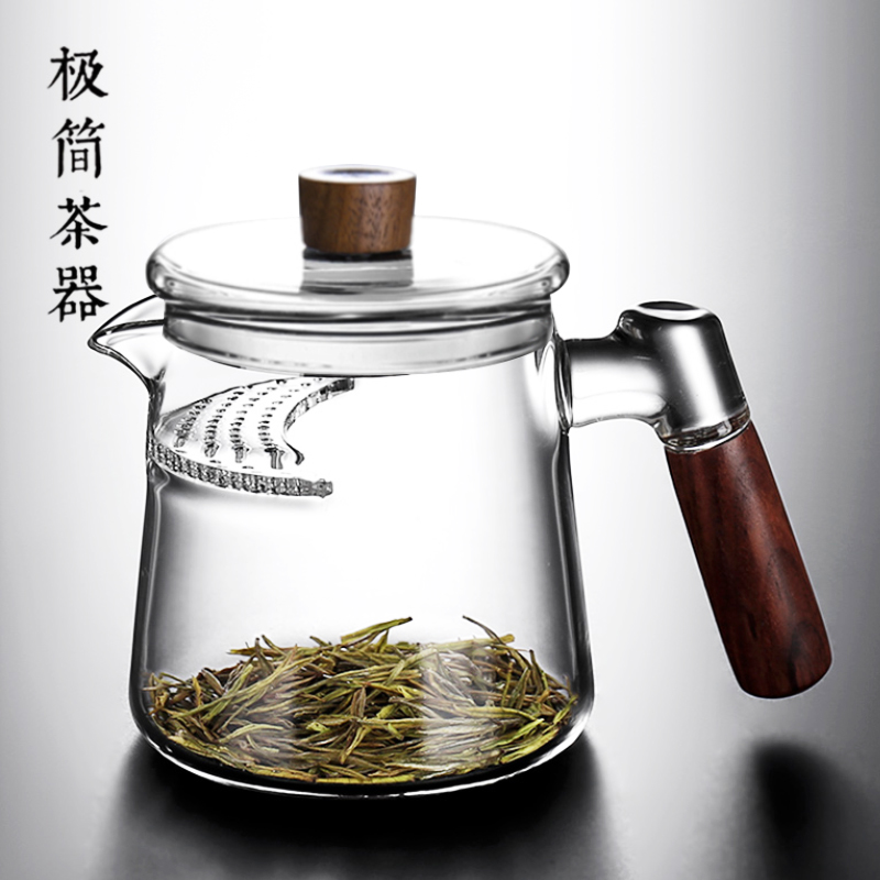 加厚耐热月牙自带茶漏过滤网一体玻璃泡绿茶分茶器茶水分离公道杯商品图