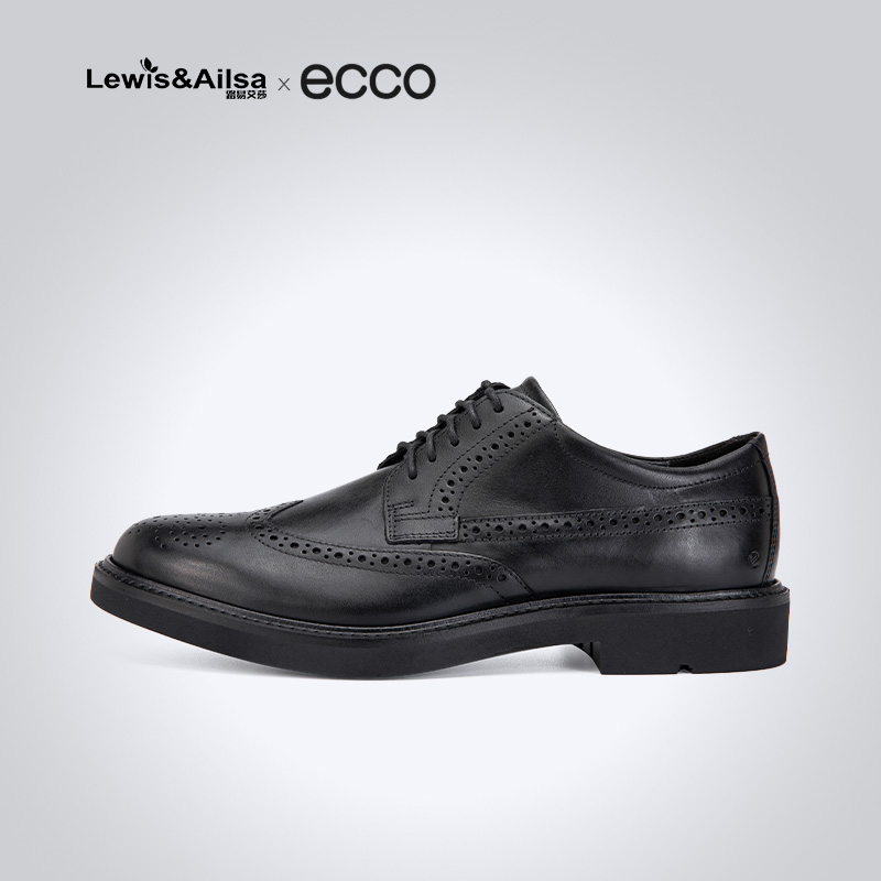 ECCO爱步男鞋秋季上班商务正装皮鞋时尚雕花真皮系带德比鞋525614