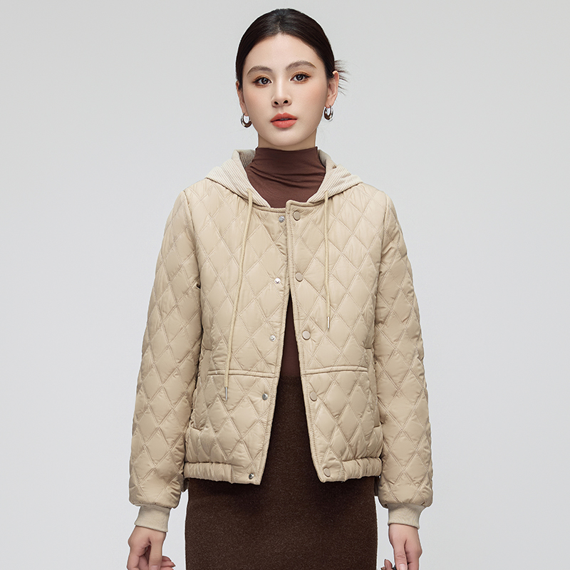 羽绒棉服女短款2024新款冬季时尚连帽棉袄小个子轻薄棉衣气质外套