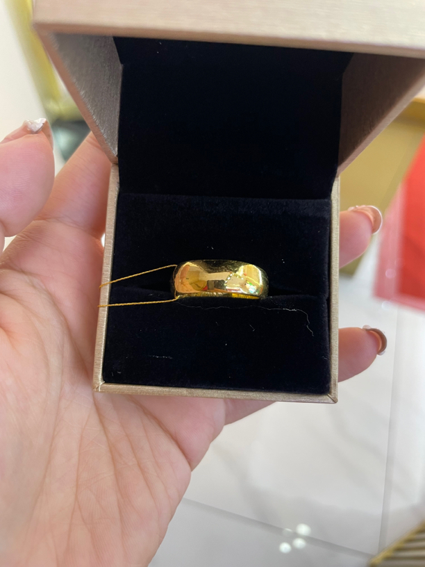 丽雅珠宝，足金999.9戒指 素圈光戒 可调节