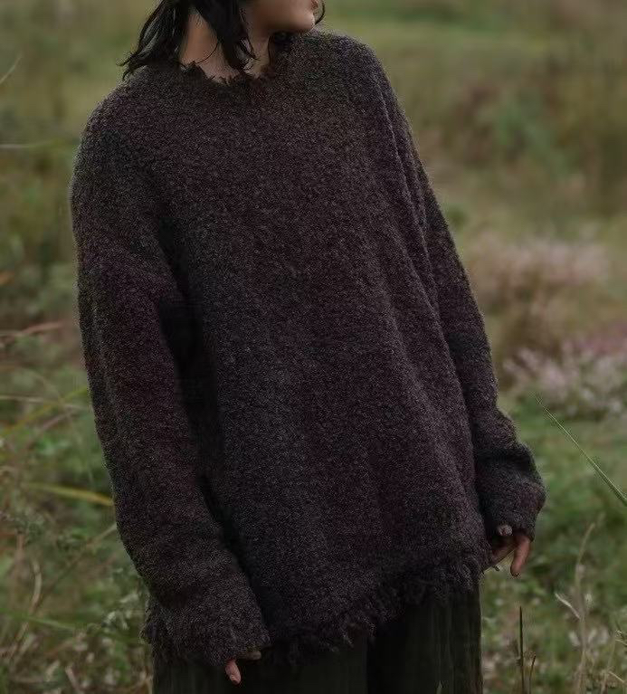 古兰木～原创复古宽松毛衣（羊驼）3353