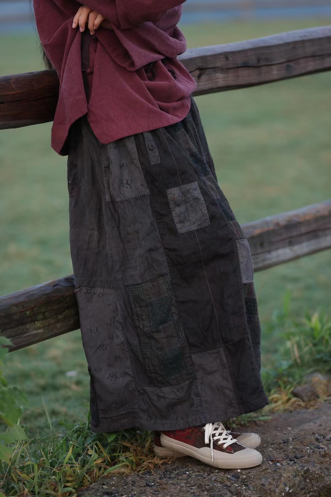 荼～原创手工拼接植物染半身裙炸街爆款