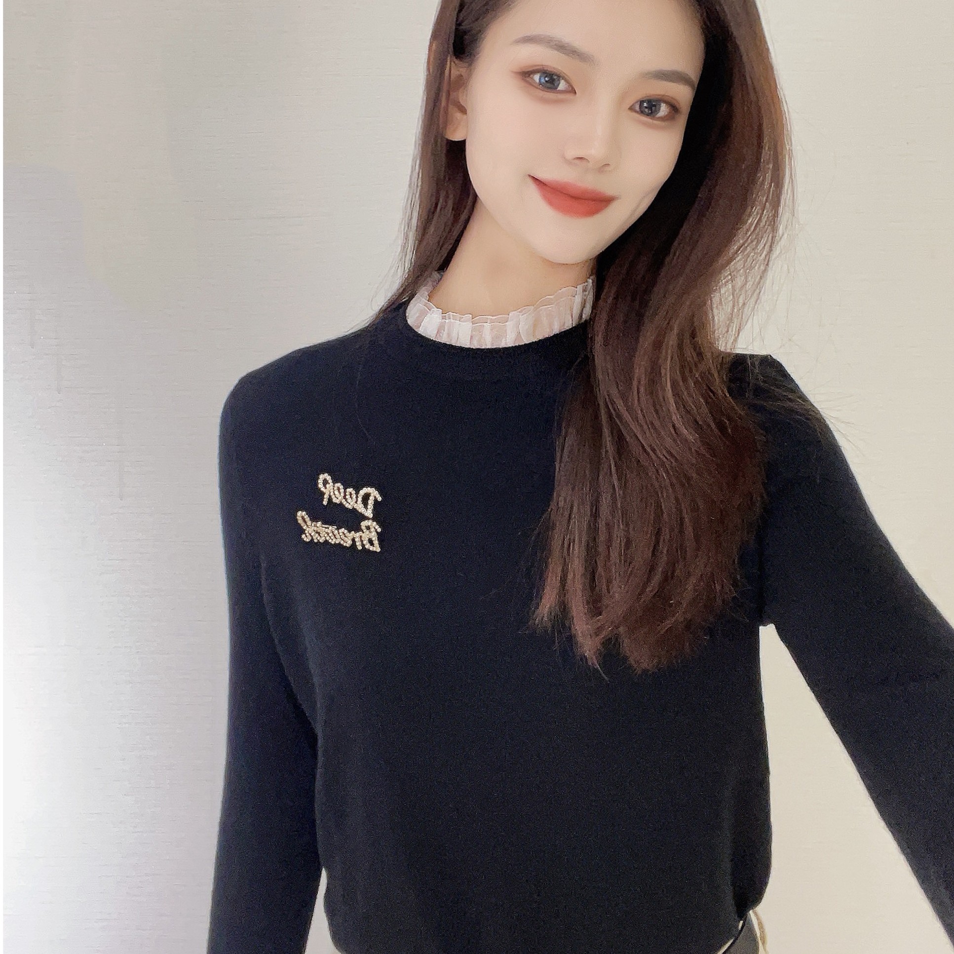 GIRDEAR/哥弟经典甜美气质百搭圆领纯羊绒针织衫长袖毛衫1399593 