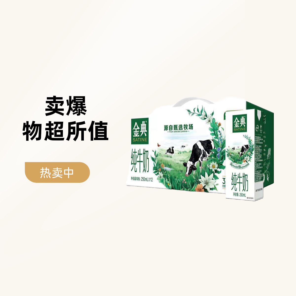 伊利金典纯牛奶250ml*12瓶/件
