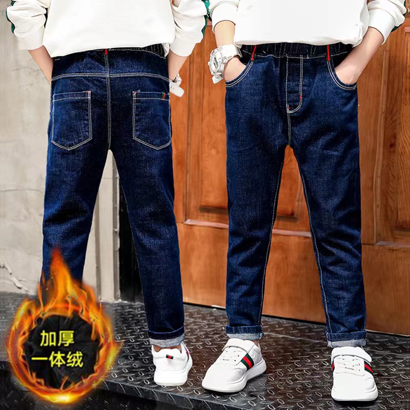 （现货）加绒加厚牛仔长裤