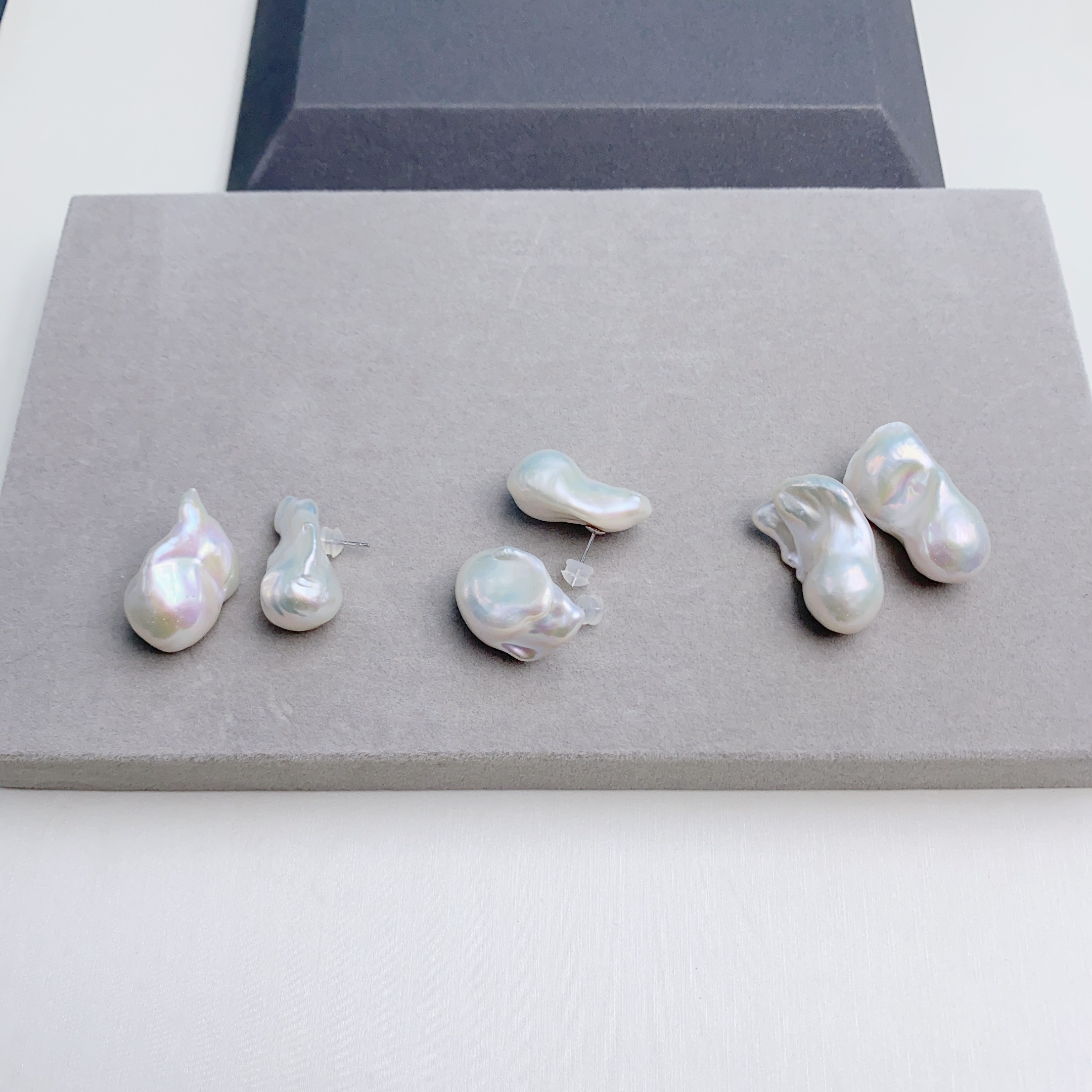 【珍副会长】天然极光炫彩巴洛克珍珠耳钉A31（多样性发货1对）