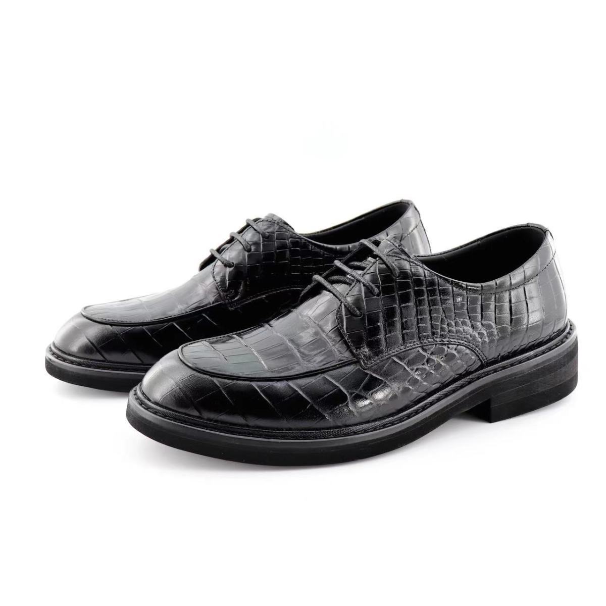 男士全鳄鱼皮高档德比休闲正装皮鞋百搭