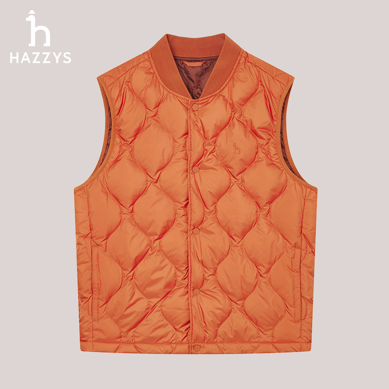 Hazzys哈吉斯秋冬时尚保暖羽绒马甲休闲轻薄内穿无袖短款羽绒服