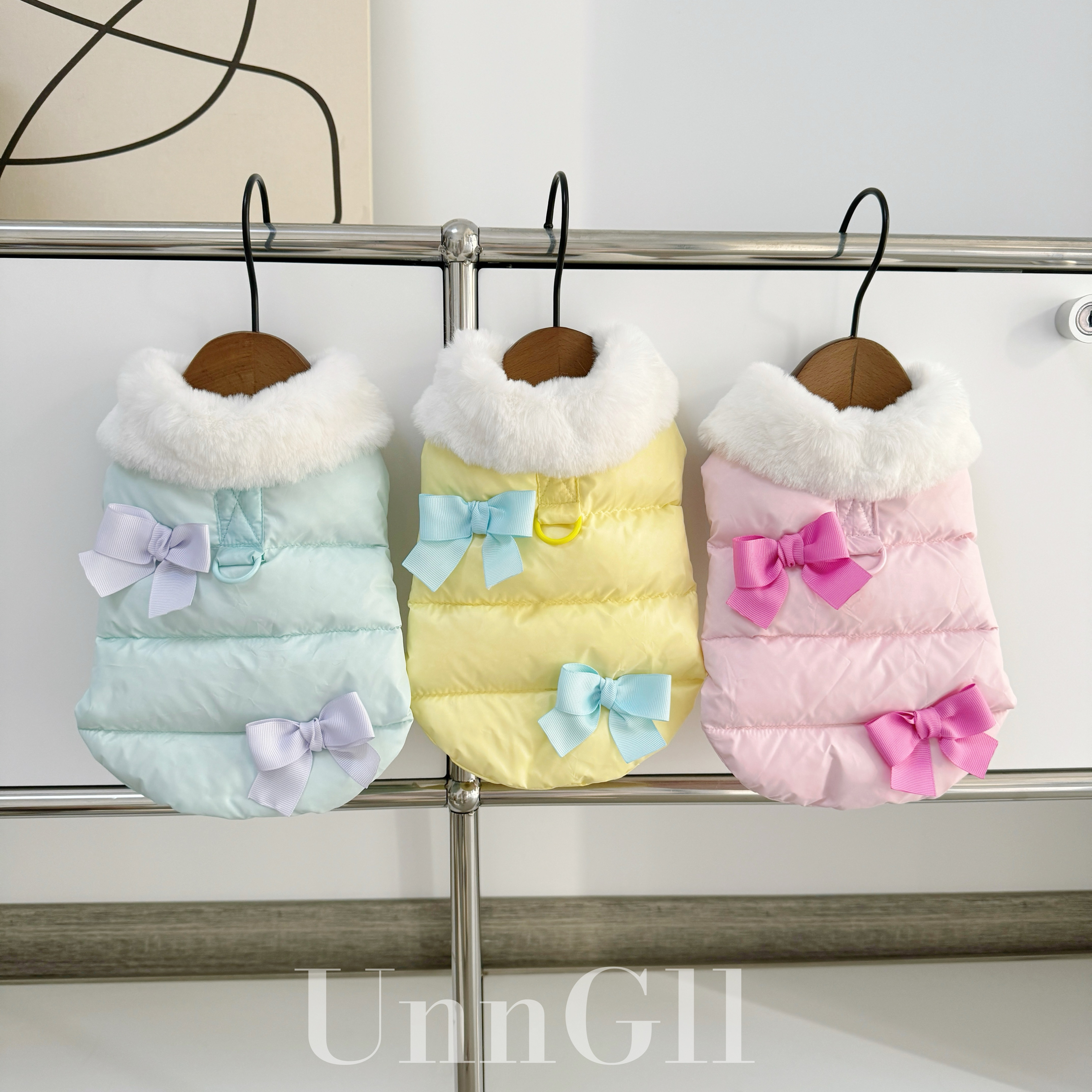 UnnGllPet优古力原创狗宠物衣服白鸭绒冬季蝴蝶结羽绒服