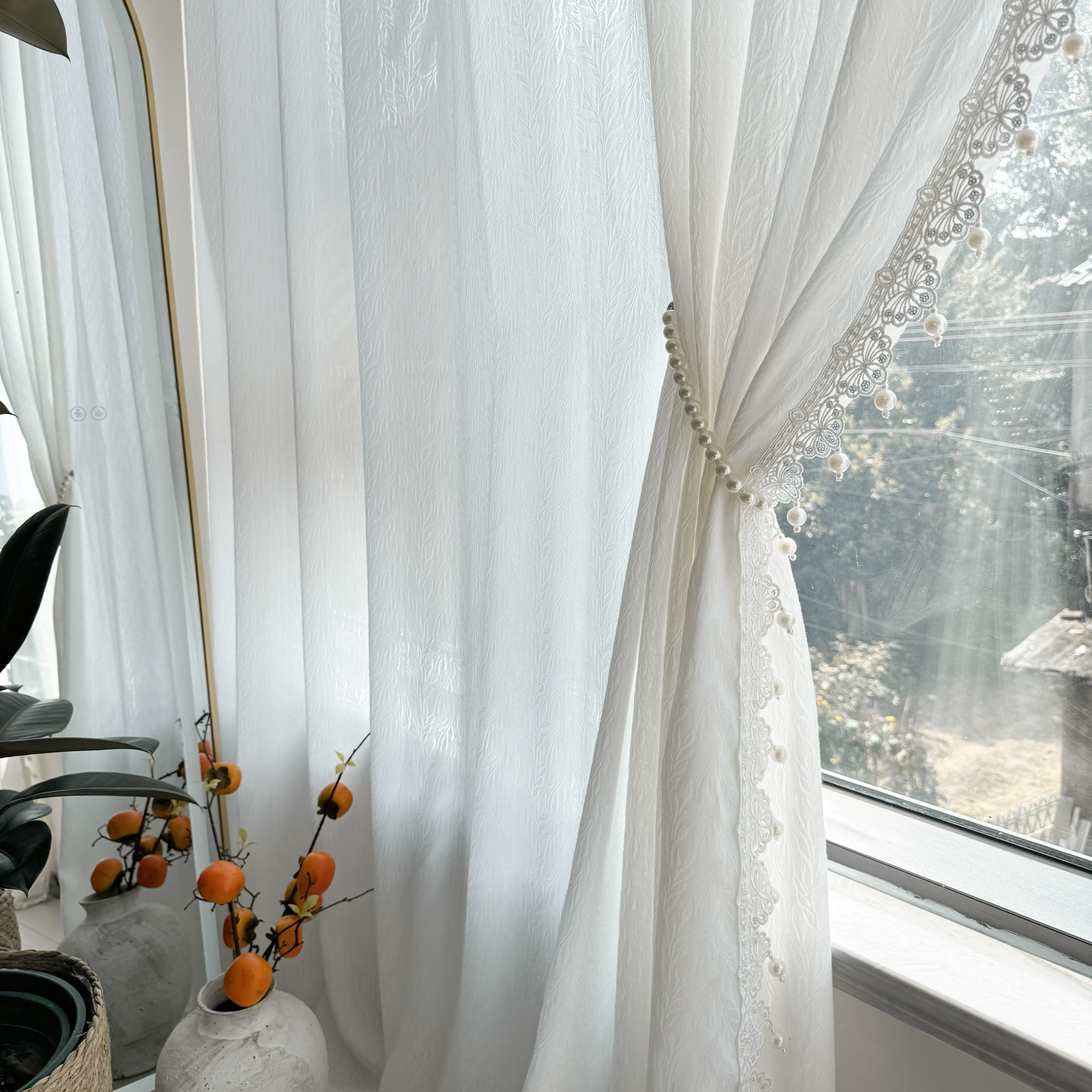 汐妍纱法式风奶油风柔软丝滑透光不透人灵动不闷阳台客厅单挂