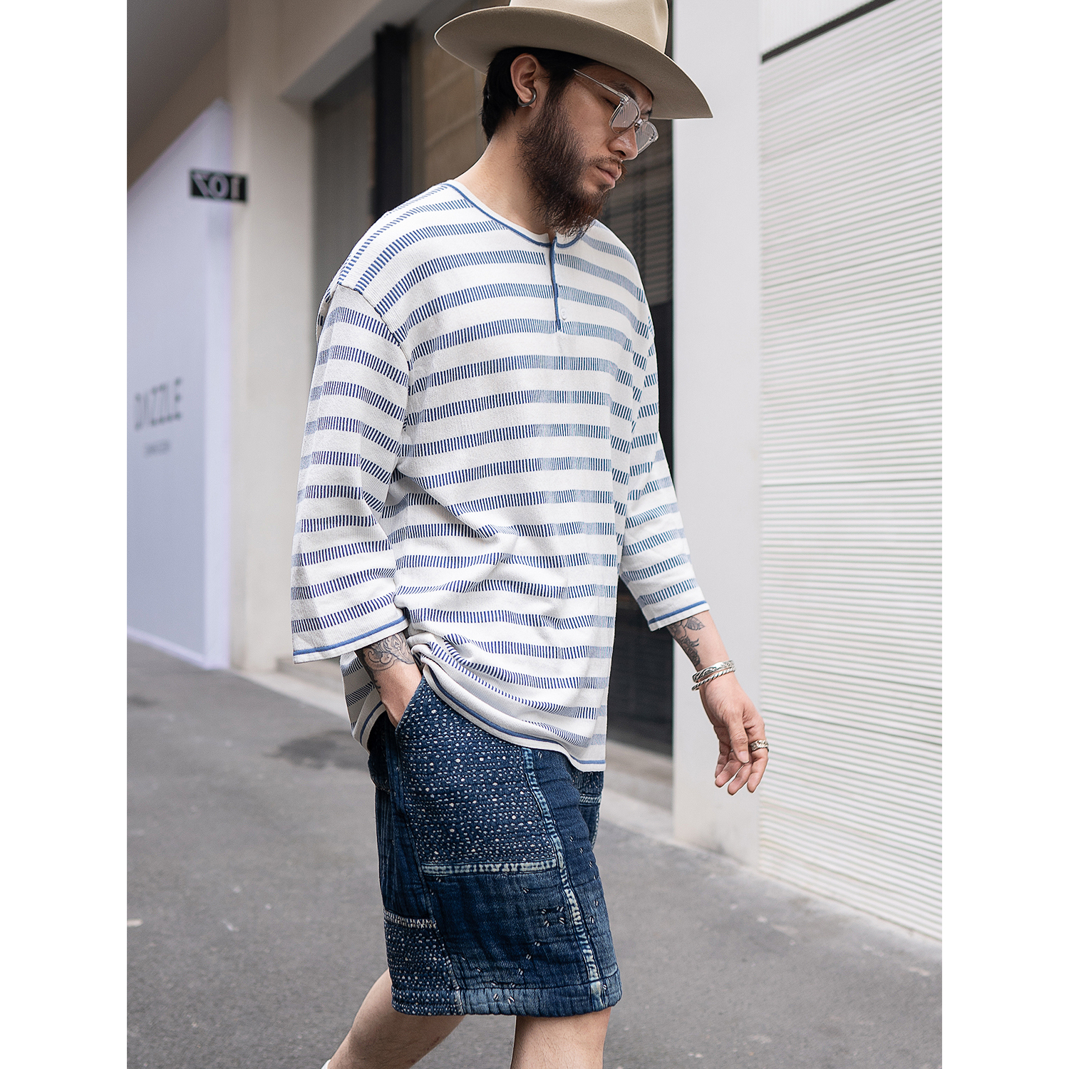 ShawClassy龙年特定 超柔海岛长绒棉亨利领七分袖T恤 复古海魂衫