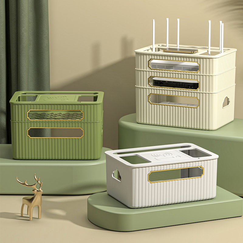 wifi路由器收纳盒电视机顶盒置物架插座电线整理神器无线光猫放置