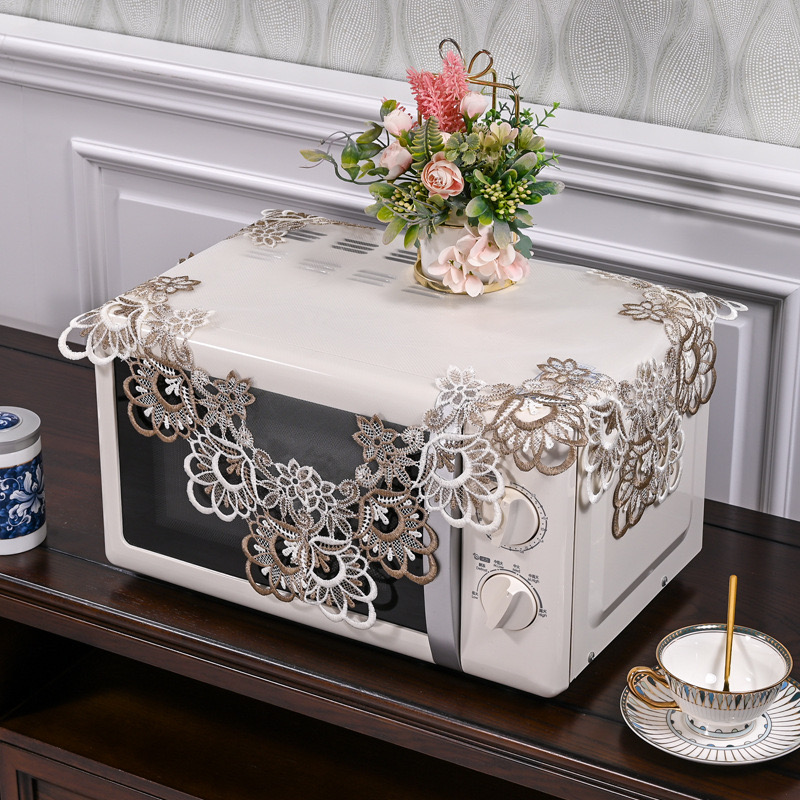 小家电家用防尘微波炉盖巾蕾丝欧式简约正方形花架电脑盖布防尘布