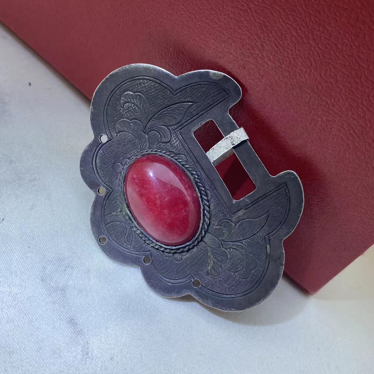 吊坠925银 老银镶嵌宝石錾刻天仙送子民族风小众设计银饰饰品