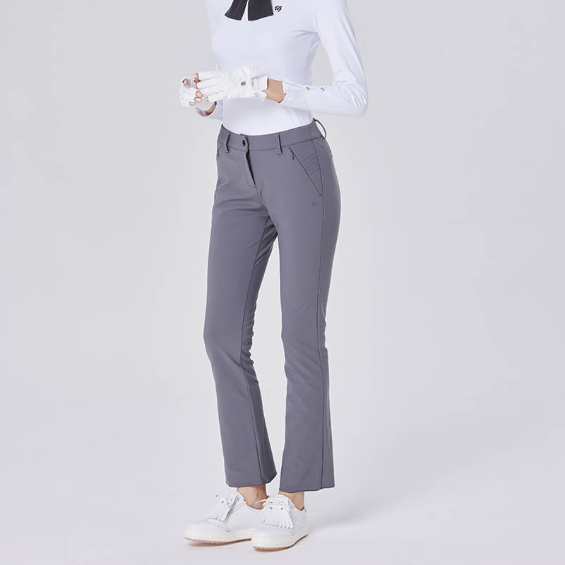 灰色运动高腰直筒裤子高尔夫女装高腰速干加绒秋冬新款修身弹力裤