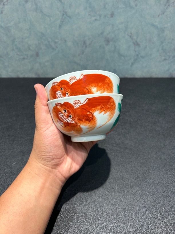 现代陶瓷工艺品太师少保狮子题材碗