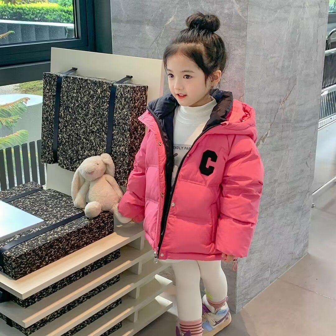 雅鹿2023新款儿童羽绒服男女宝宝加厚保暖连帽韩版白鸭绒短款秋冬