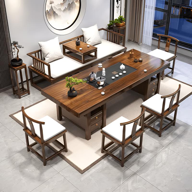 新中式实木罗汉床客厅家用禅意沙发床两用小户型茶桌椅茶台