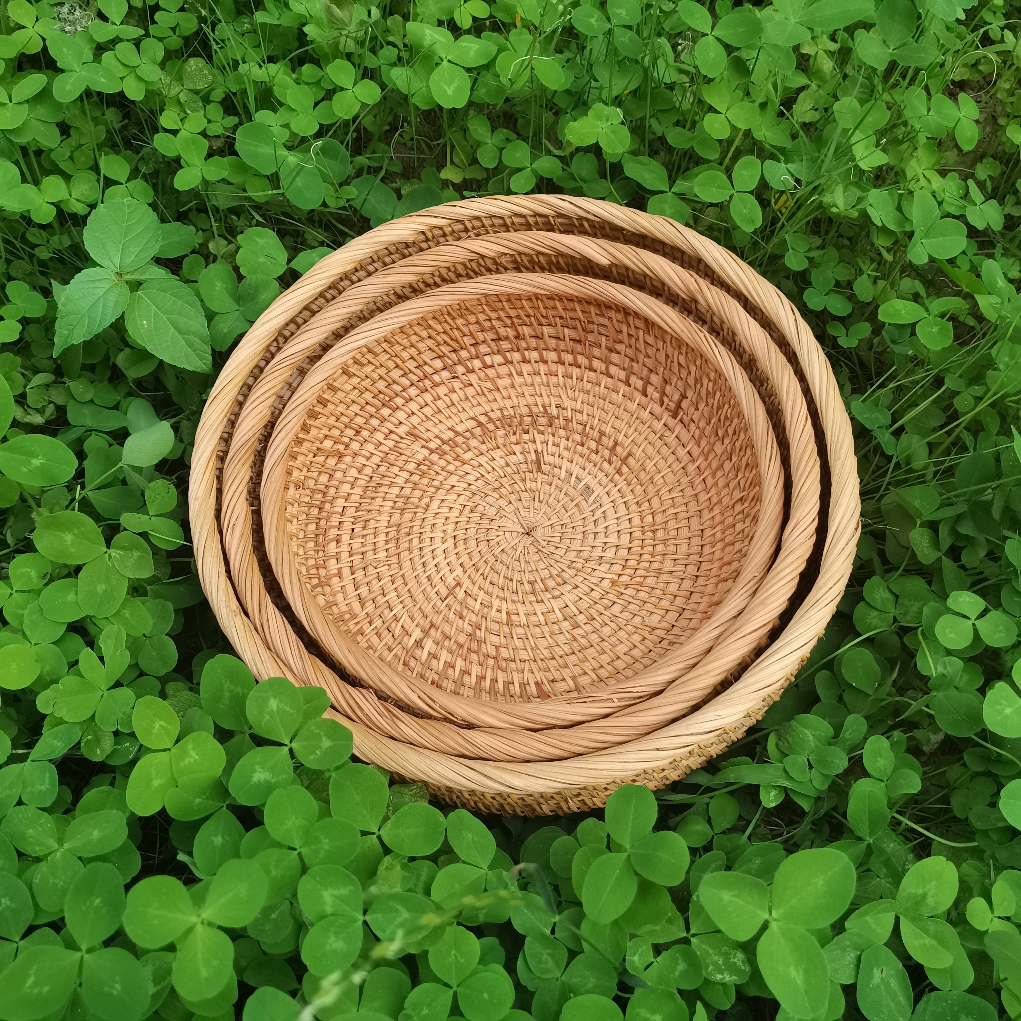 越南藤编圆形干果水果零食馒头筐