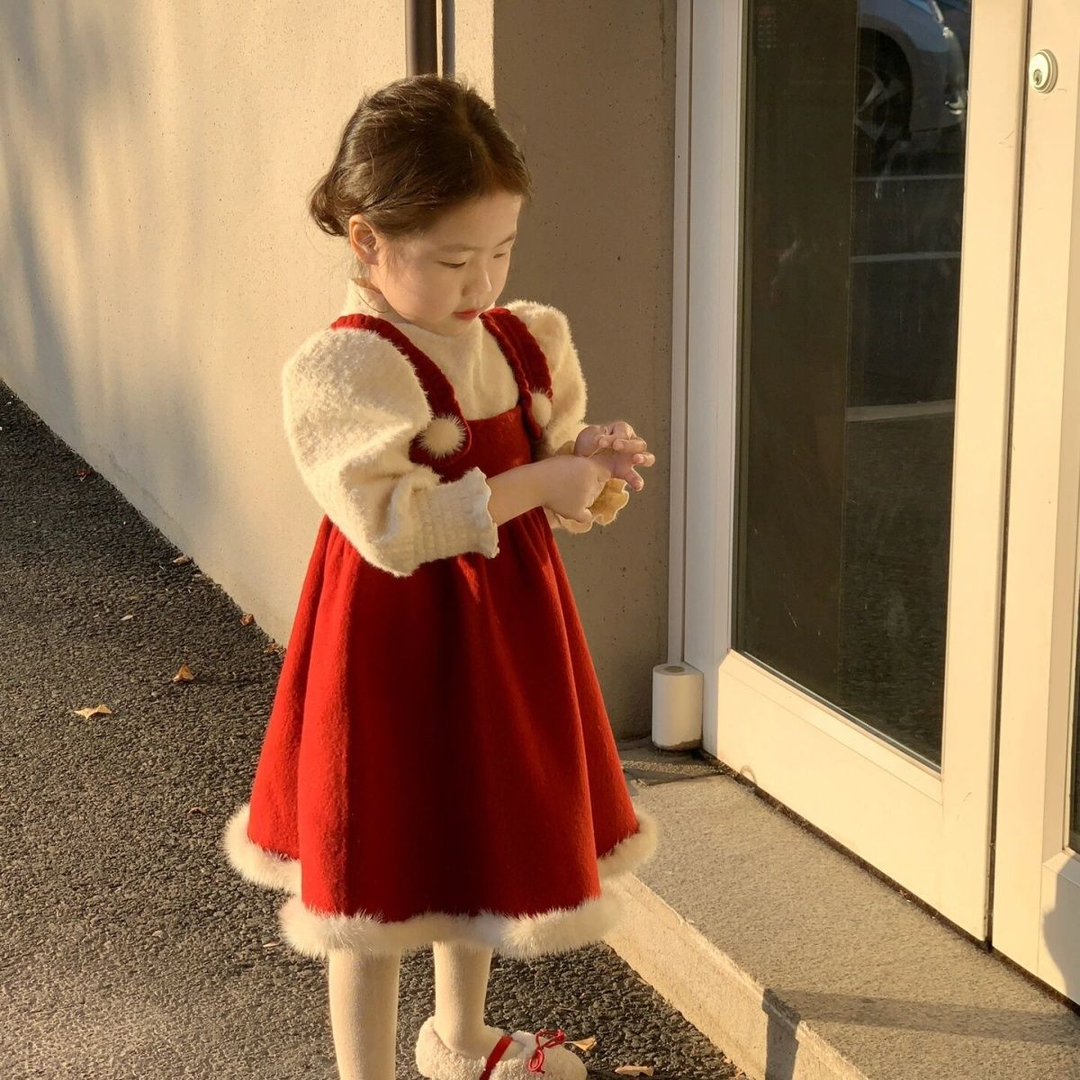 【小扬哥推荐】女童圣诞连衣裙秋冬新款女童加绒打底衫高档公