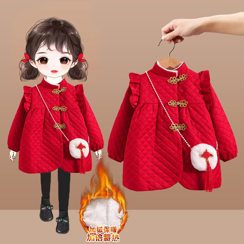【小扬哥推荐】女童秋冬装棉服新款加厚绒女宝宝红色周岁女孩