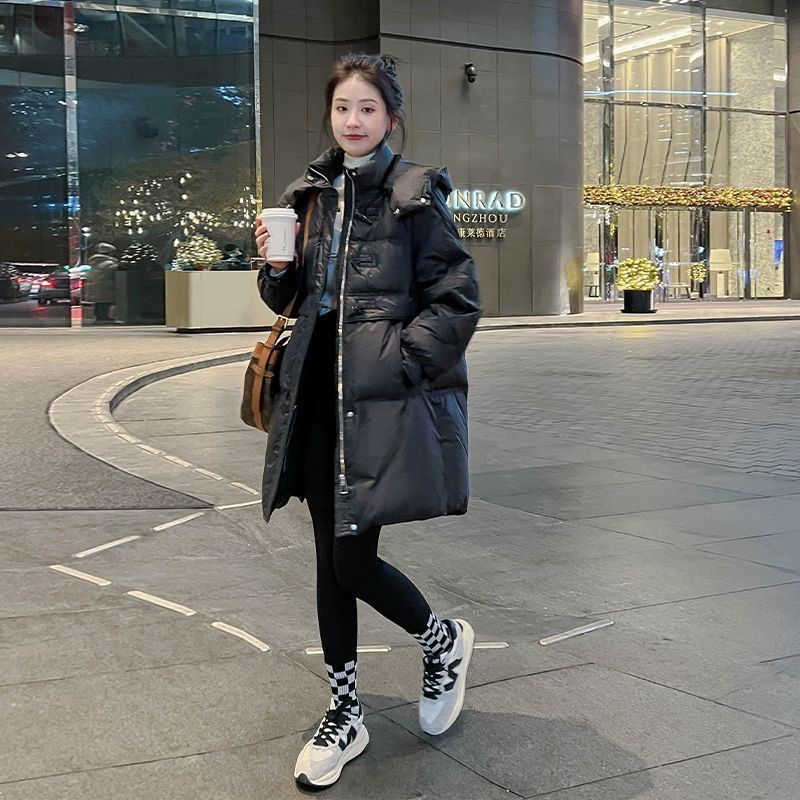 2023中长款加厚2023新款羽绒大码女冬季宽松显瘦百搭羽绒服面包