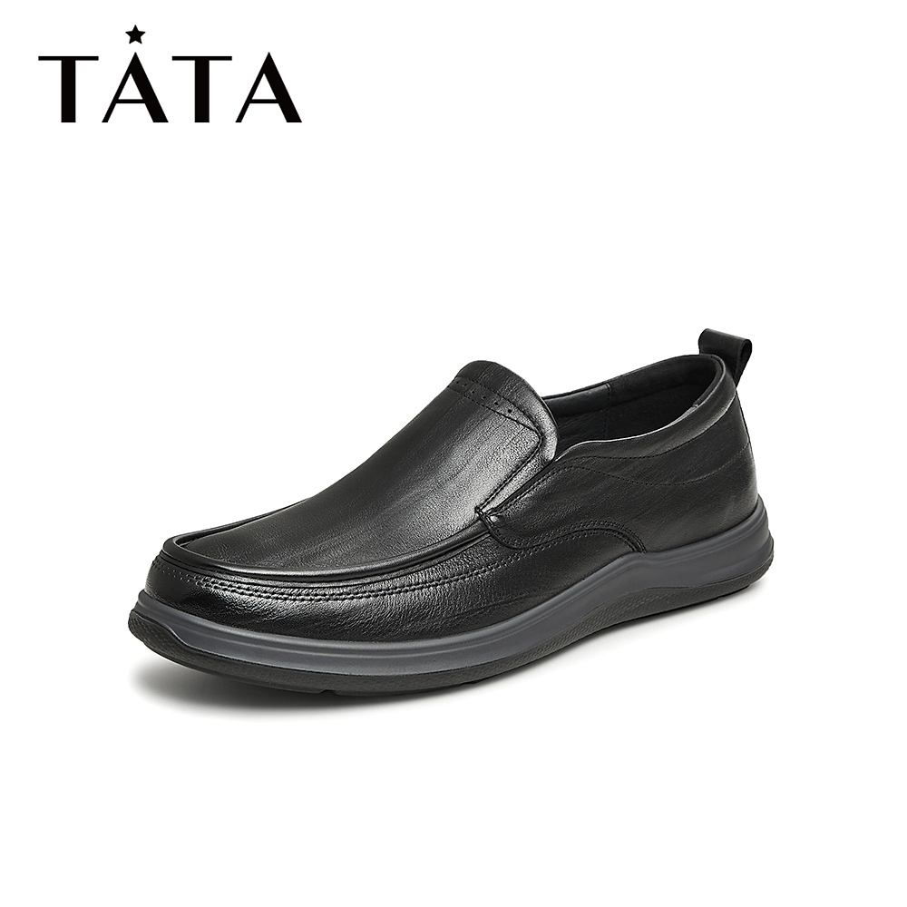 Tata/他她时尚百搭软底透气简约舒适休闲皮鞋男新款VDF02CM3