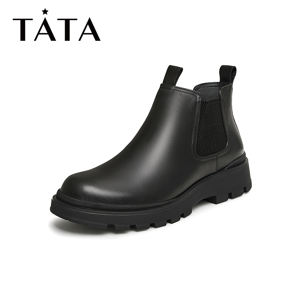 Tata/他她时尚百搭舒适休闲简约厚底加绒切尔西靴男TDS02DD3