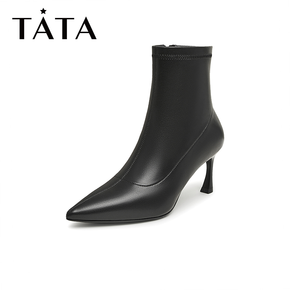 Tata/他她冬商场同款时尚简约百搭时装靴女新款7QS40DD3