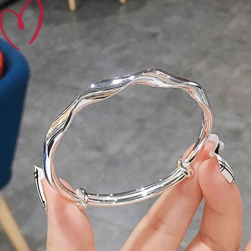 足银手镯 莫比乌斯环银手镯女款纯银手饰9999足银镯子礼物送女友