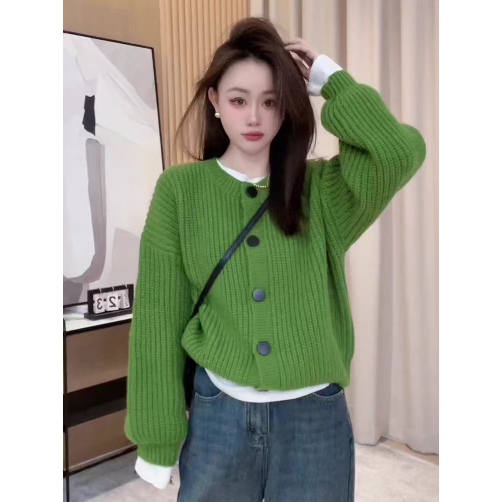美拉德风今年流行毛衣女春秋款2025新款宽松百搭洋气针织开衫外套