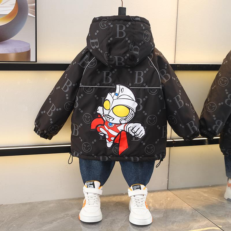 巴拉巴拉男童外套加绒加厚新款秋冬款宝宝奥特曼冬装儿童冲锋衣男