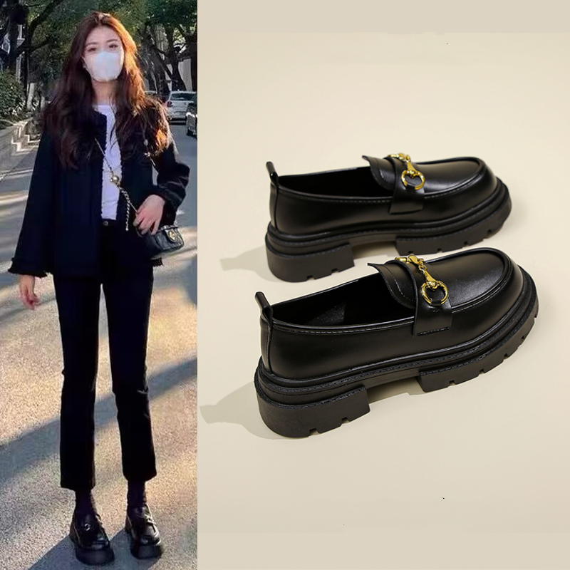 品牌断码小皮鞋女厚底乐福鞋2024年春季新款单鞋一脚蹬玛丽珍女鞋