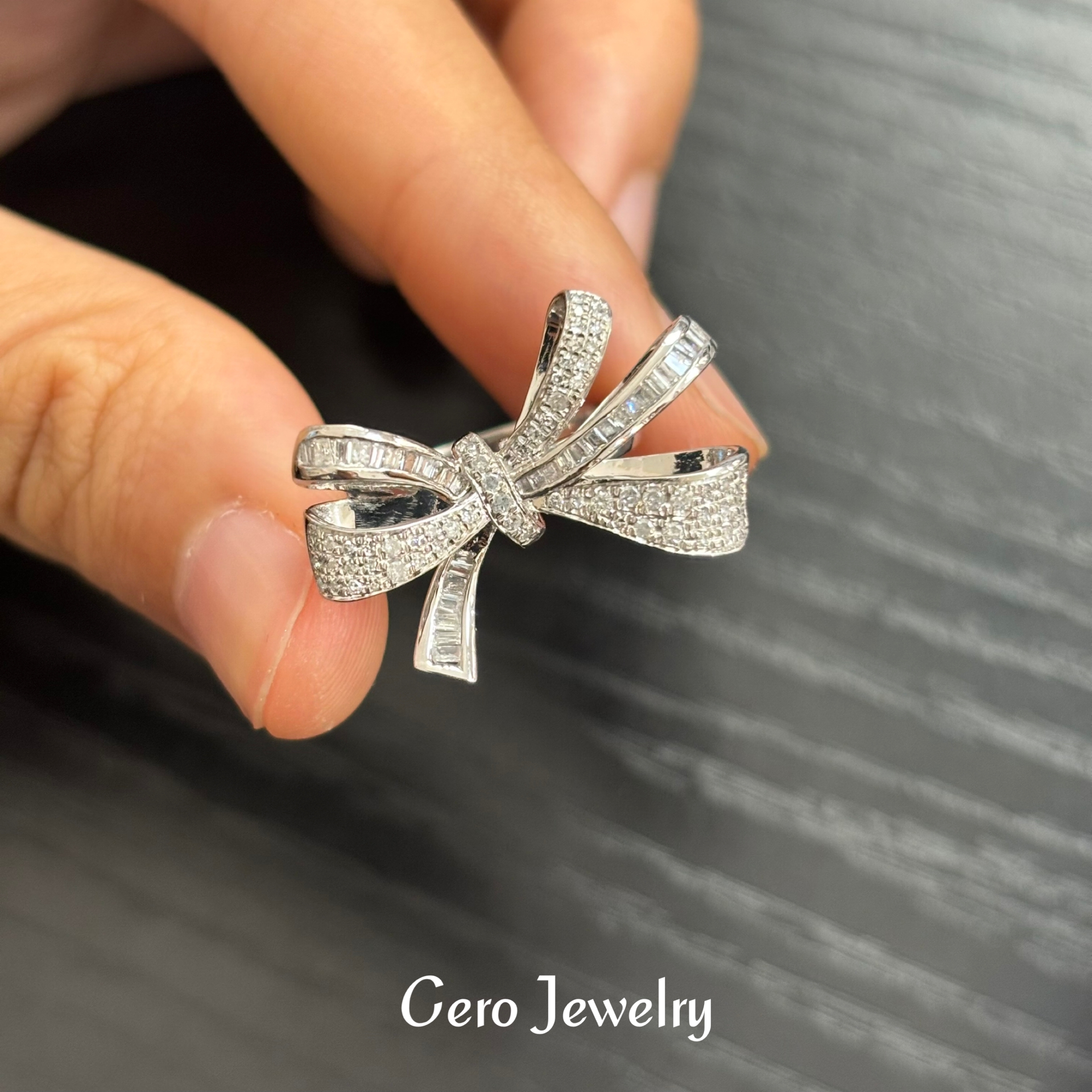 CERO【公主专属】18k金轻奢时尚精致气质钻石大蝴蝶戒指AA0370