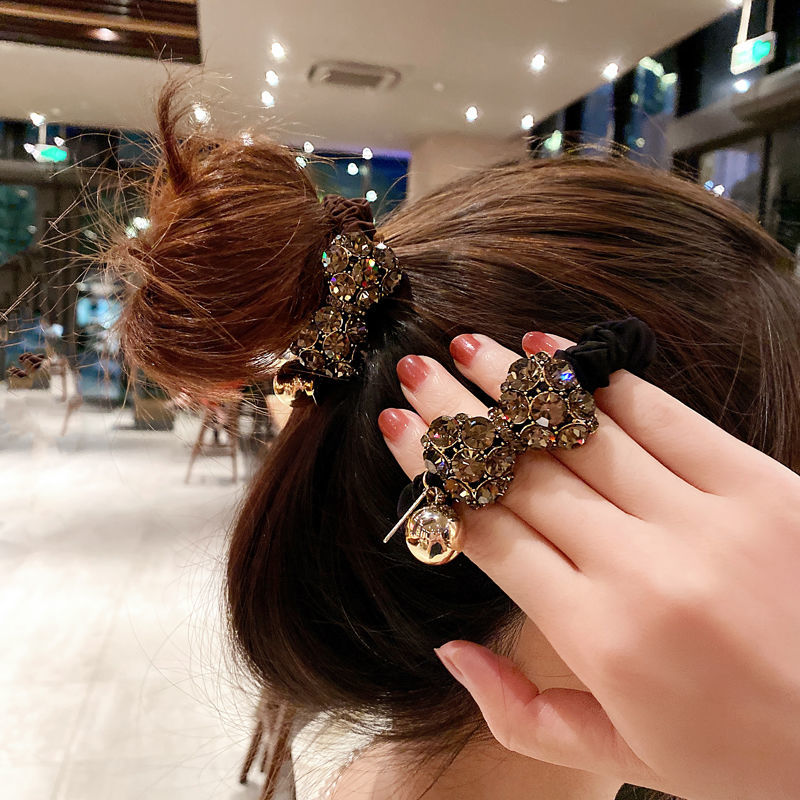 2个装 高档闪钻蝴蝶结发绳网红气质小肠发圈头绳韩版扎头发皮筋