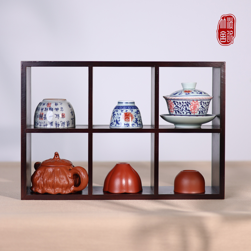 【竹影·雅集专属】六宫格中式收纳架家用简约展示架多宝阁竹制品