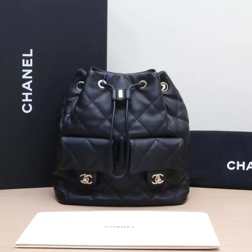 95新 Chanel/香奈儿 安洁利 香奈儿黑色双肩包