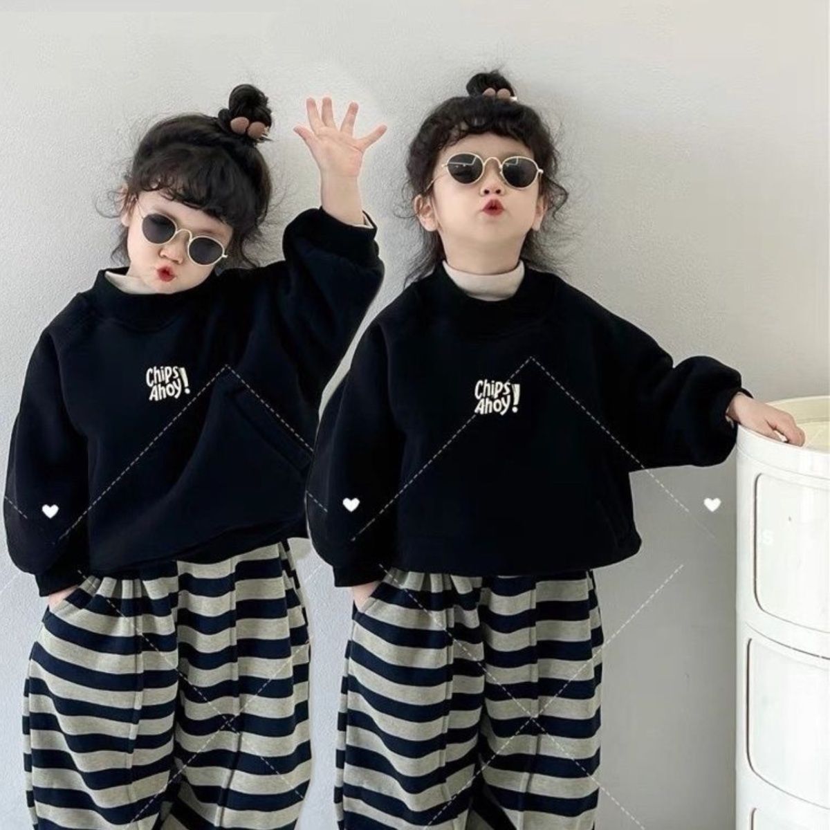 【小扬哥推荐】儿童加绒加厚套装2023秋冬新款韩版时尚男女童卫衣