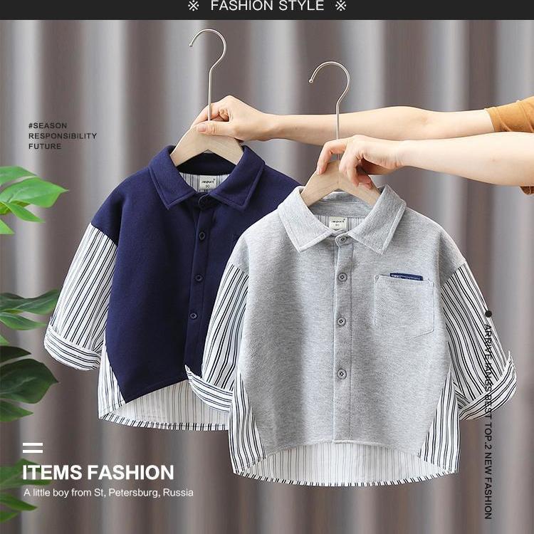 【清仓处理】男童衬衫秋款儿童秋装长袖外套2023新款网红宝宝休闲