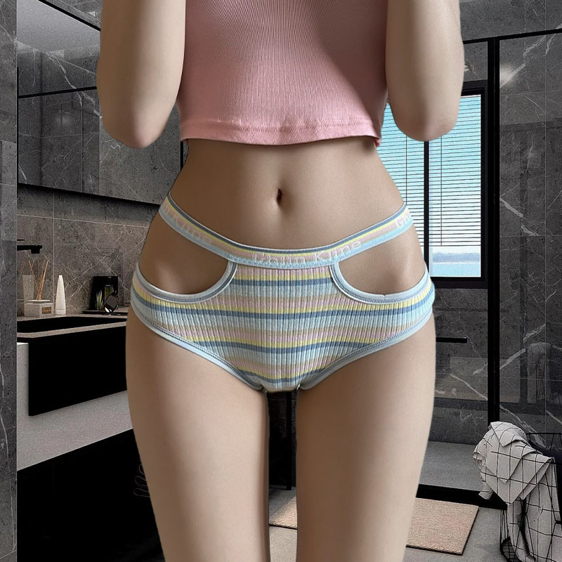 无痕螺纹甜辣休闲家居睡裤女款舒适2023新款透气中腰棉裆单件内裤