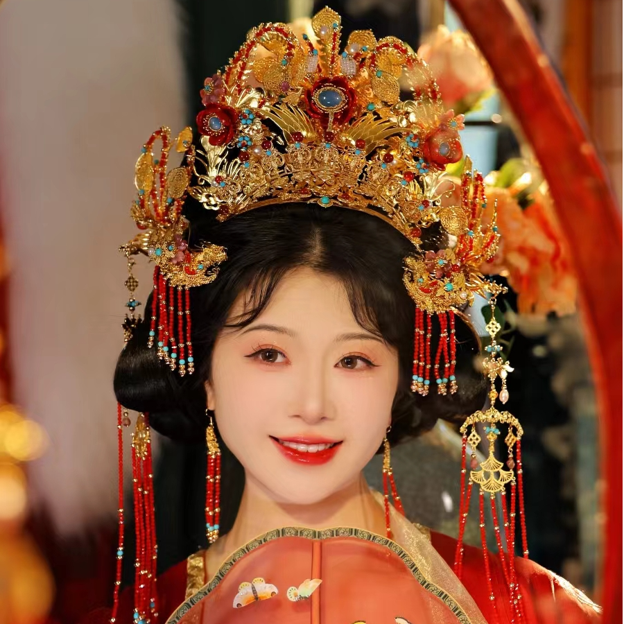 稷氏小筑   红鸾   古风金色古典婚嫁发饰发冠套