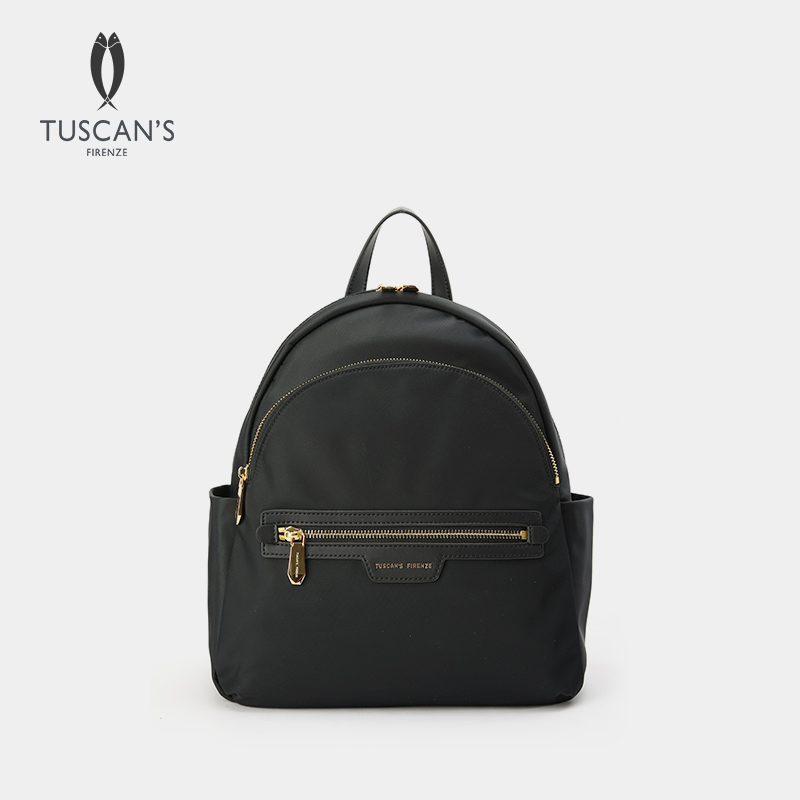 轻奢TUSCAN'S时代FW24拉链两口袋平纹牛皮双肩包