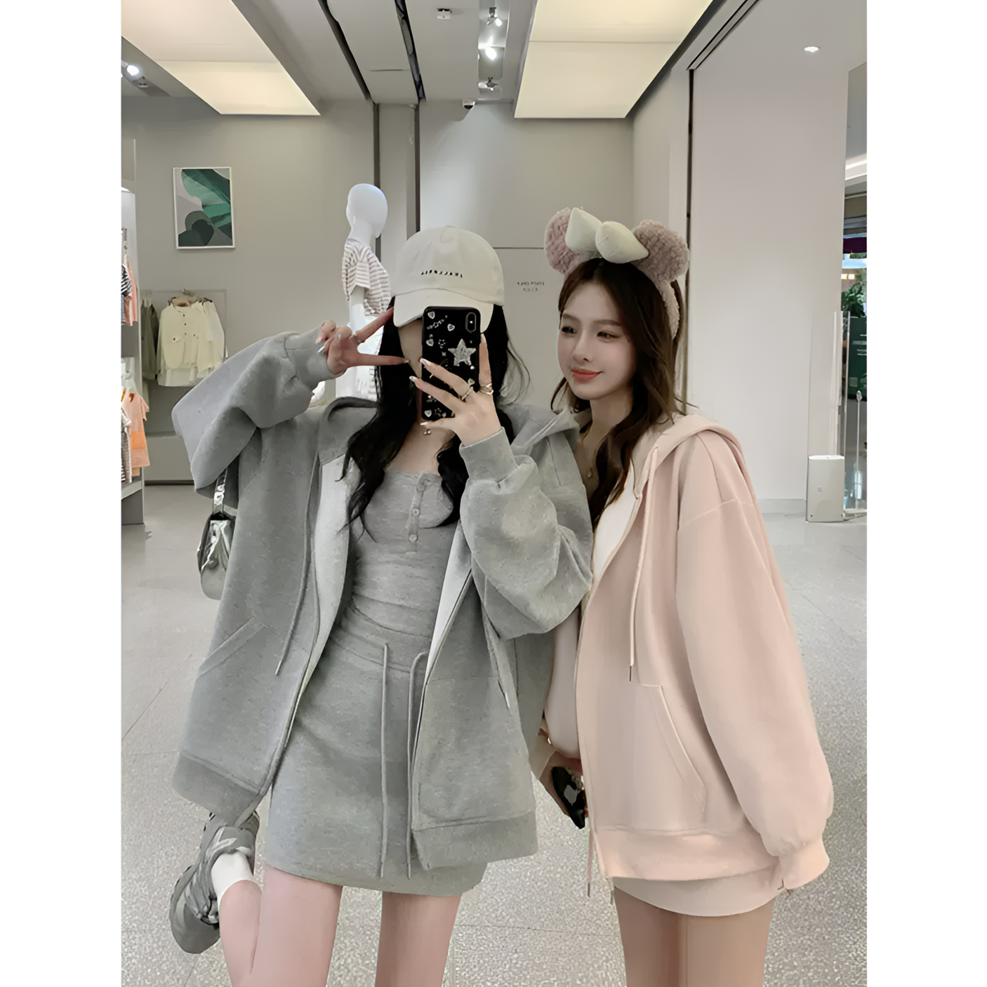 卫衣套装oversize外套女甜妹慵懒风春秋运动连帽春季开衫休闲百搭
